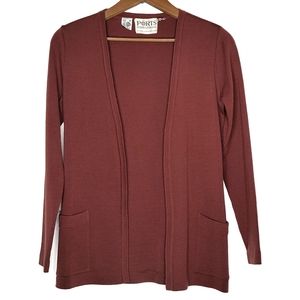 Ports International | Vintage Pure Wool Open Front Fine Knit Sweater Car…